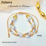 pulsera doble ajustable con perla