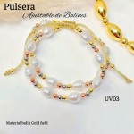 pulsera doble ajustable con perla