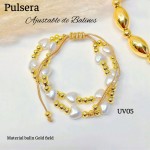 pulsera doble ajustable con perla