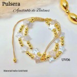 pulsera doble ajustable con perla