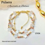 pulsera doble ajustable con perla