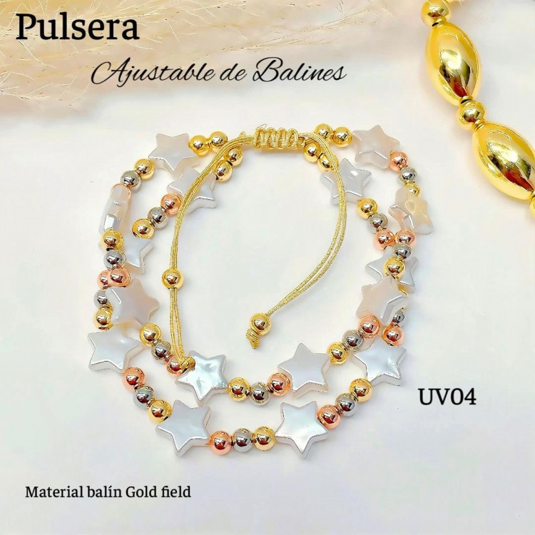 pulsera doble ajustable con perla