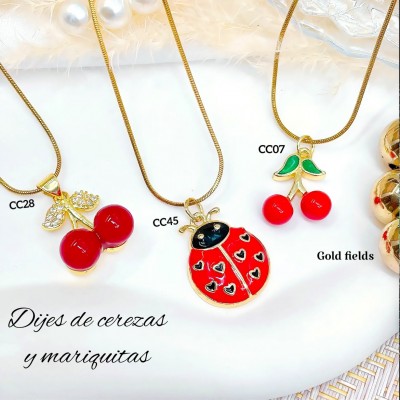 #011 cadena con dije cereza （ dije 1.2$) 7.5&