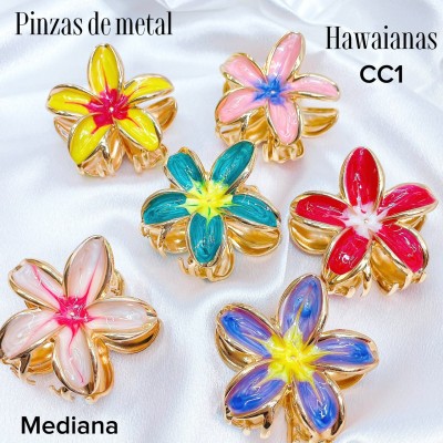 #001 Pinzas hawaianas medianas de metal 