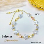 pulsera perla con figura oro chino pulsera perla con figura oro chino
