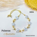 pulsera perla con figura oro chino pulsera perla con figura oro chino