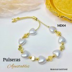 pulsera perla con figura oro chino pulsera perla con figura oro chino