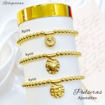 #01 xp pulsera balin ajustable con dije religiosa oro chino