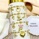 #01 pulsera balin con perla 3 Dijes 