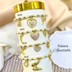 #01 pulsera balin con perla 3 Dijes 