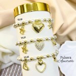 #01 pulsera balin con perla 3 Dijes 