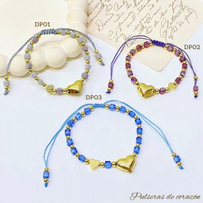 pulsera ajustable con dije corazon 