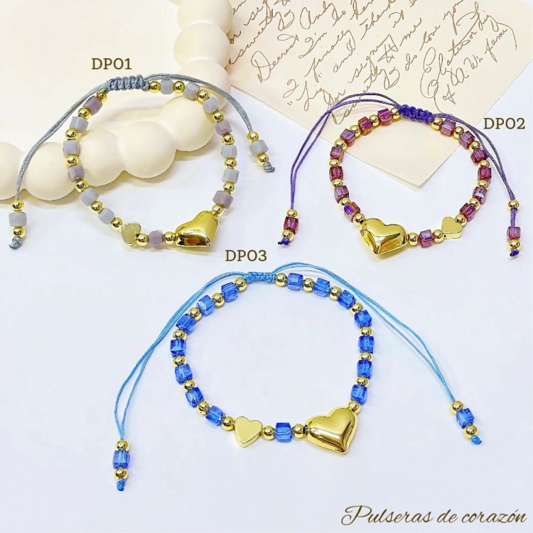 pulsera ajustable con dije corazon 