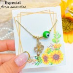 #0 cadena flor amarilla con ojo turco