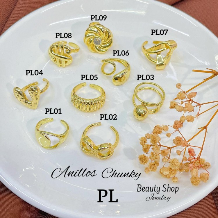 #A Anillos Tipo Chunky Oro Chino 