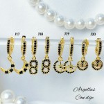 #B j Zarcillos piedras lagar lujos baño oro18k  