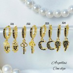 #B j Zarcillos piedras lagar lujos baño oro18k  