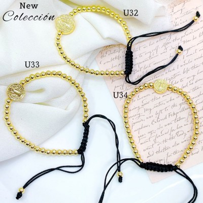 pulsera balin ajustable oro chino religiosa