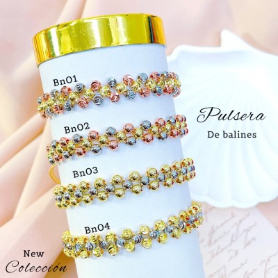 #01 pulsera de balines oro chino