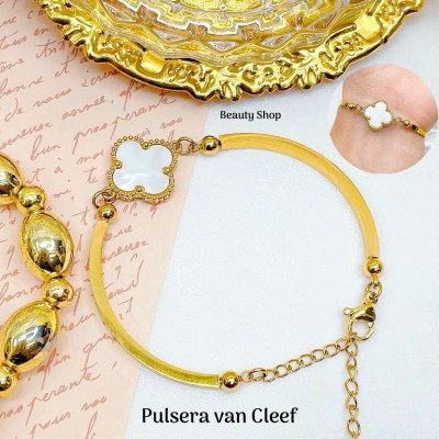 #00 pulsera van cleff elegante oro chino 18k