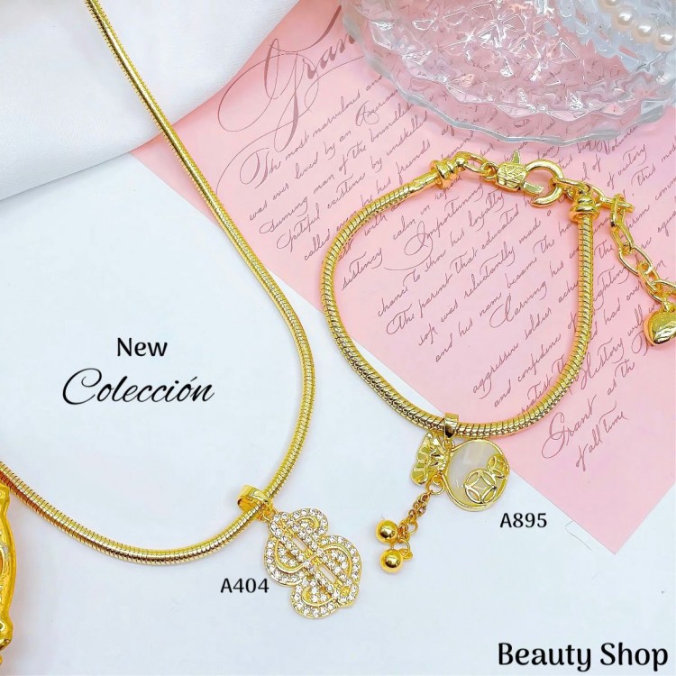 #1 juego cadena con pulsera gold field