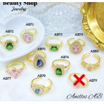 #AB Anillos lujo ajustable Baño oro 18k