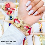 brazalete en acero con tela de seda (modelo de tela surtido)