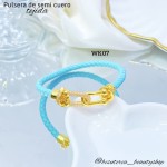 pulsera en tendencia trenzada con semi cuero