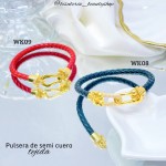 pulsera en tendencia trenzada con semi cuero