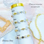 pulsera perla con figura oro chino 