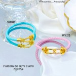 pulsera en tendencia trenzada con semi cuero