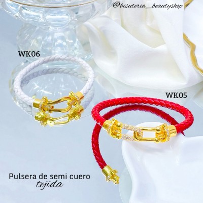 pulsera en tendencia trenzada con semi cuero