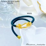 pulsera en tendencia trenzada con semi cuero