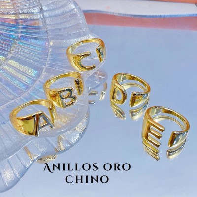 anillo de letra oro chino lujos 8.50&