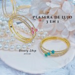 pulseras oro chino con pedreria 17&