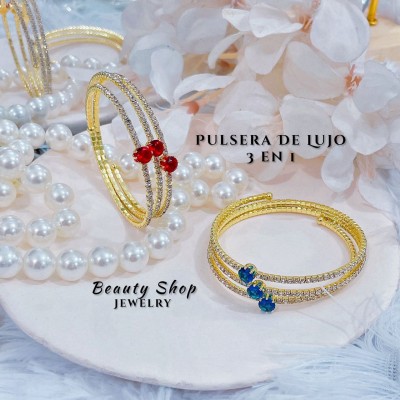 pulseras oro chino con pedreria 17&