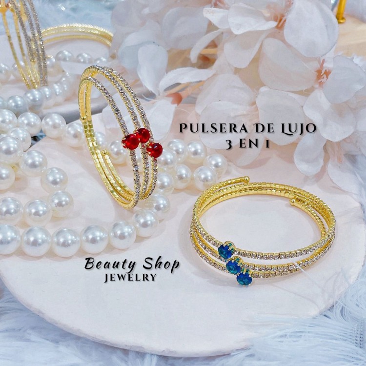 pulseras oro chino con pedreria 17&