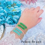 pulseras oro chino con pedreria 5 en 1 (17&)