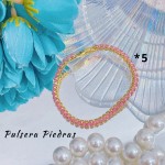 pulsera broche oro chino con piedras 14.5&