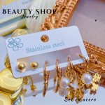 set zarcillo acero 16&