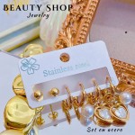 set zarcillo acero 16&