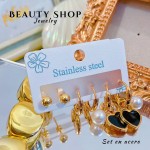 set zarcillo acero 16&