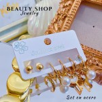 set zarcillo acero 16&