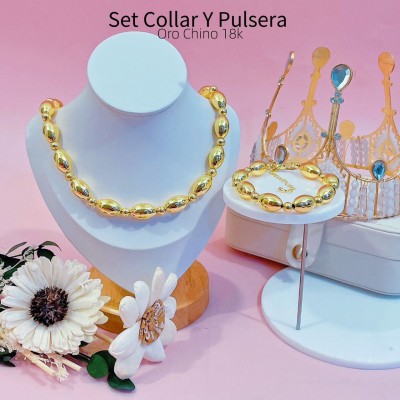 set de collar con pulsera oro chino 34&