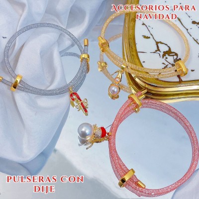 pulsera brillante con dije navidad