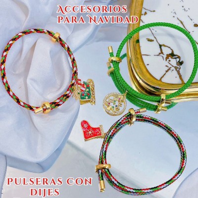 pulsera hilo con dije navidad 13.5&