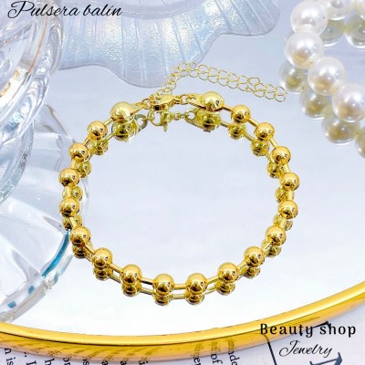 pulsera balin oro chino sencilla