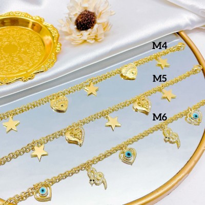 tobillera ojo turco lujos con dijes 10&