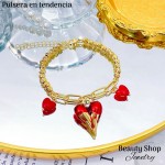 pulsera eslabon con dije cereza (&14）