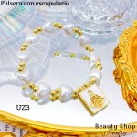 #uz pulsera perla con dije scapulario #uz pulsera perla con dije scapulario